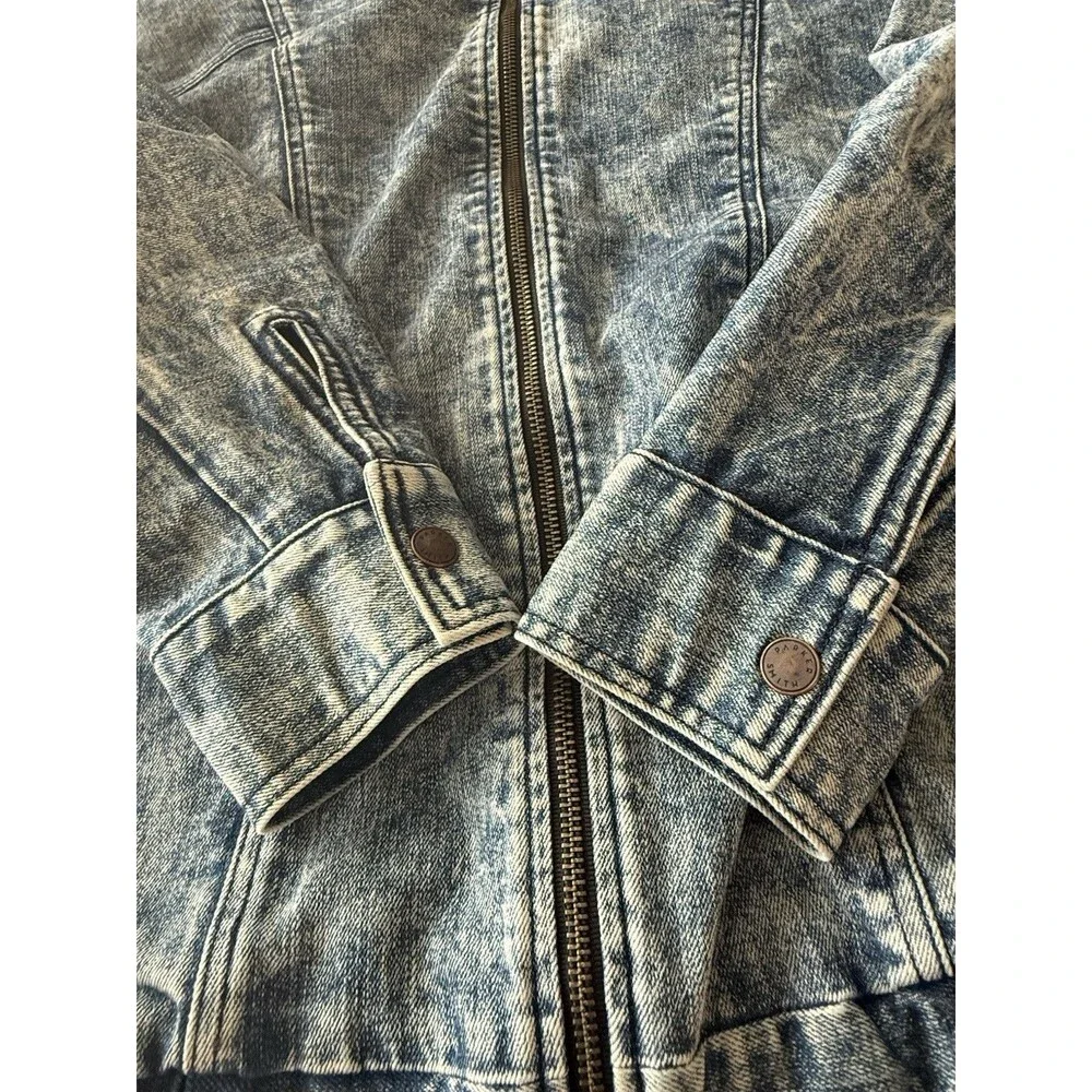 Parker Smith Denim Full Zip Jacket Vintage Inspired Acid Wash Blue Finish Womens - Picture 4 of 12